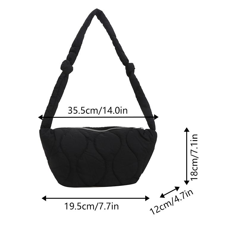 Women's Shoulder Bag Trendy Soft Pillow Shopper Bag Solid Color Quilted Simple Crossbody Bag for Teenage Girls