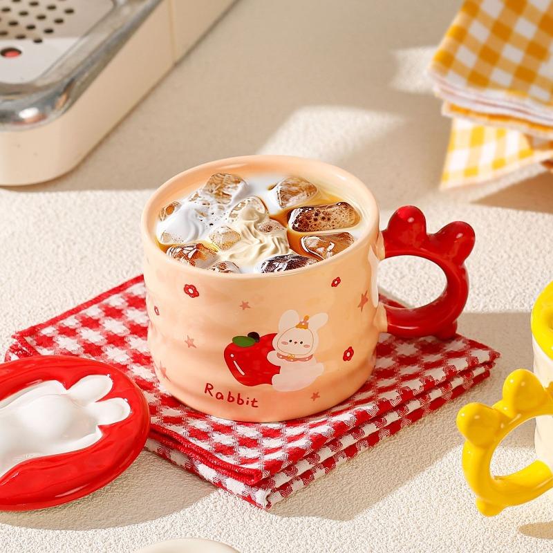 Cup Cartoon Duckling Mug Underglaze Colored With Cute Lid Water Cup High Aesthetic Value Household Ceramic  Breakfast