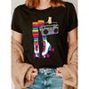 Lebendiger Retro-Rollschuh-Print Sommer-T-Shirt, Damen Kurzarm Rundhals-T-Shirt, Das Perfekte Lässige Sommer-Outfit.