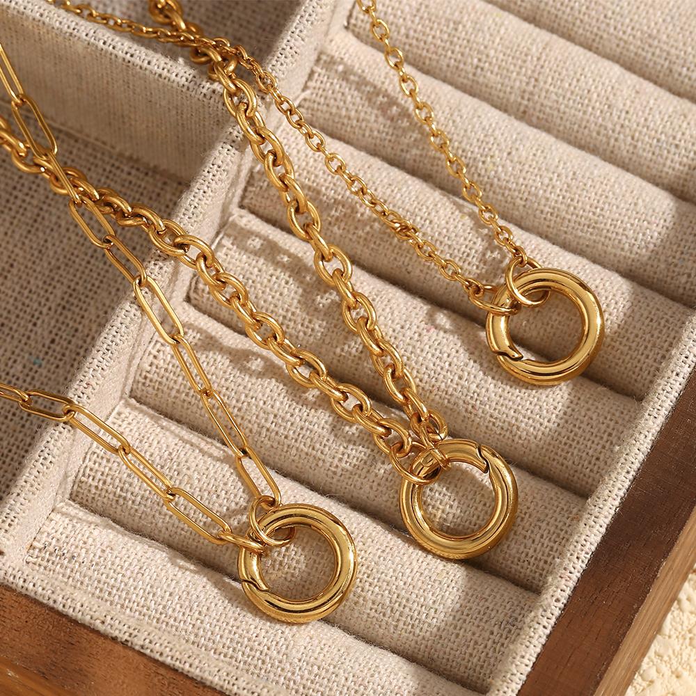 MamacitaSlay DIY Spring Buckle Single Chain Paper Clip Chain Necklaces For Women Stainless Steel Jewelry Accessories For Women