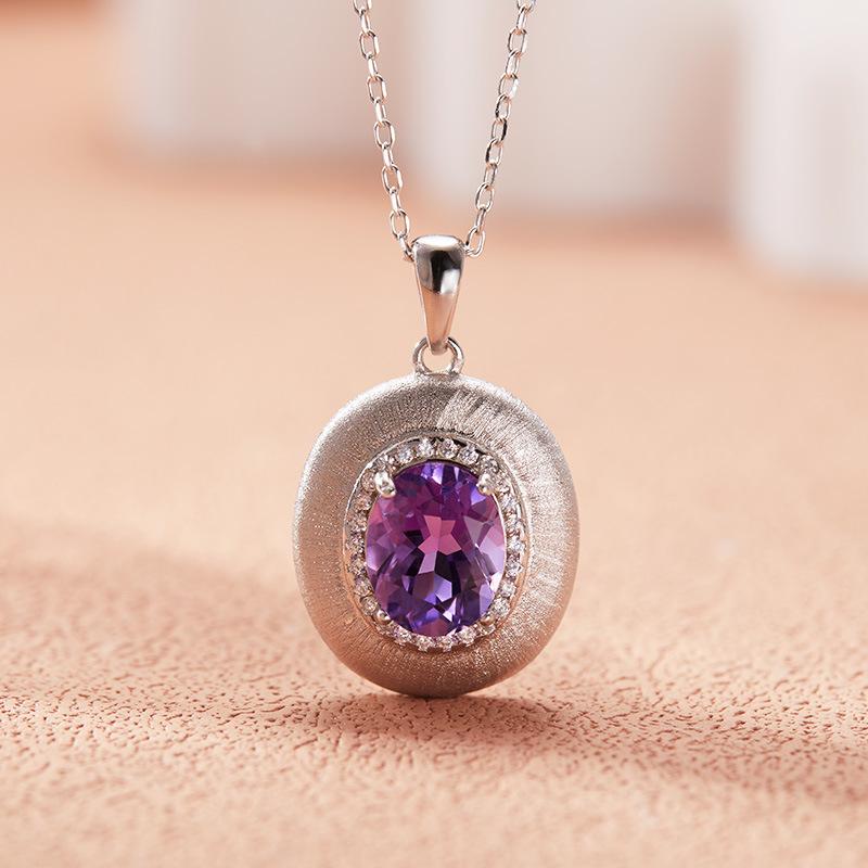 

Natural Color Treasure Amethyst Citrine Necklace Women S Pendant S925 Sterling Silver Brushed Xiaohongshu Earrings