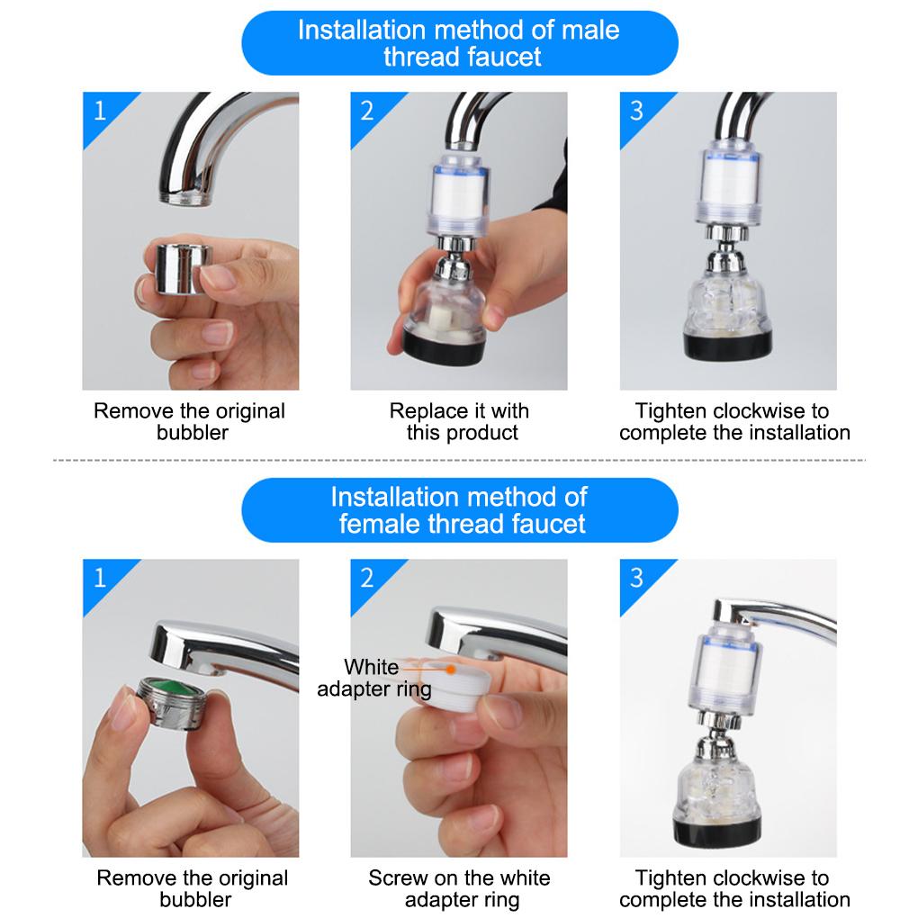 Faucet Aerator 360 Degree Rotatable Pressure Boosting Adjustable Water Washable Kitchen Sink Tap Bubbler Sprayer Accessory