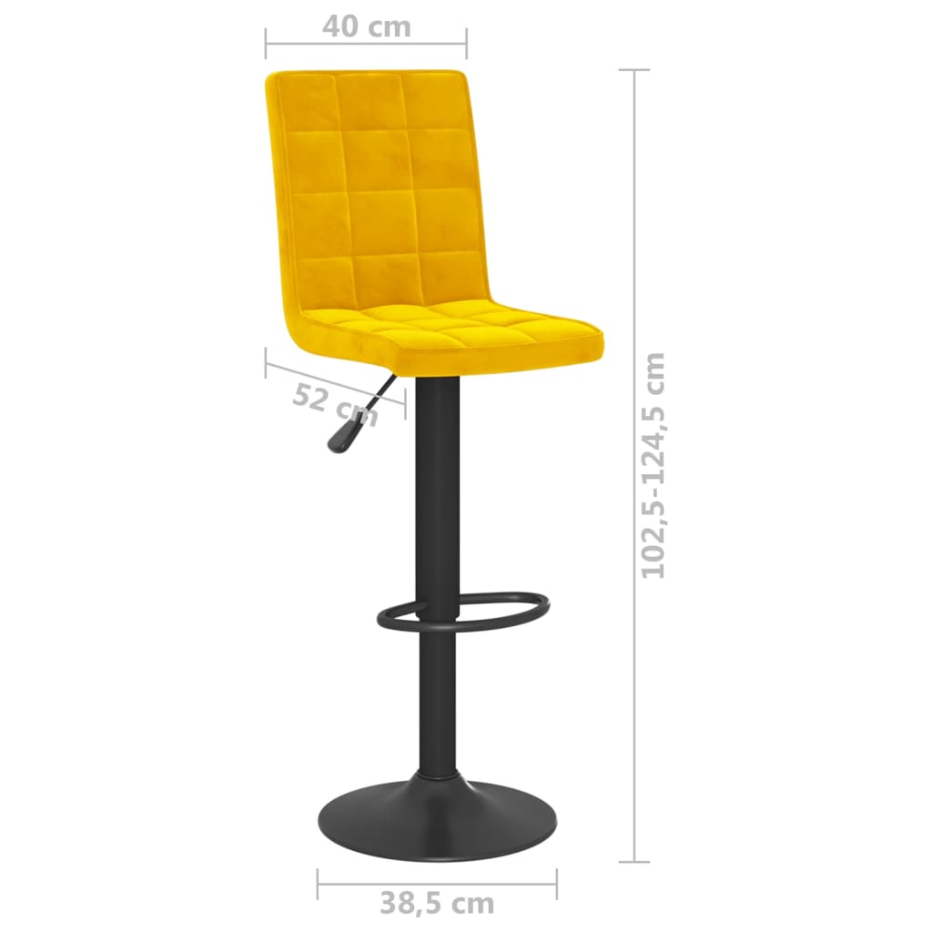 Bar Stool Set of 2 Mustard Yellow Velvet