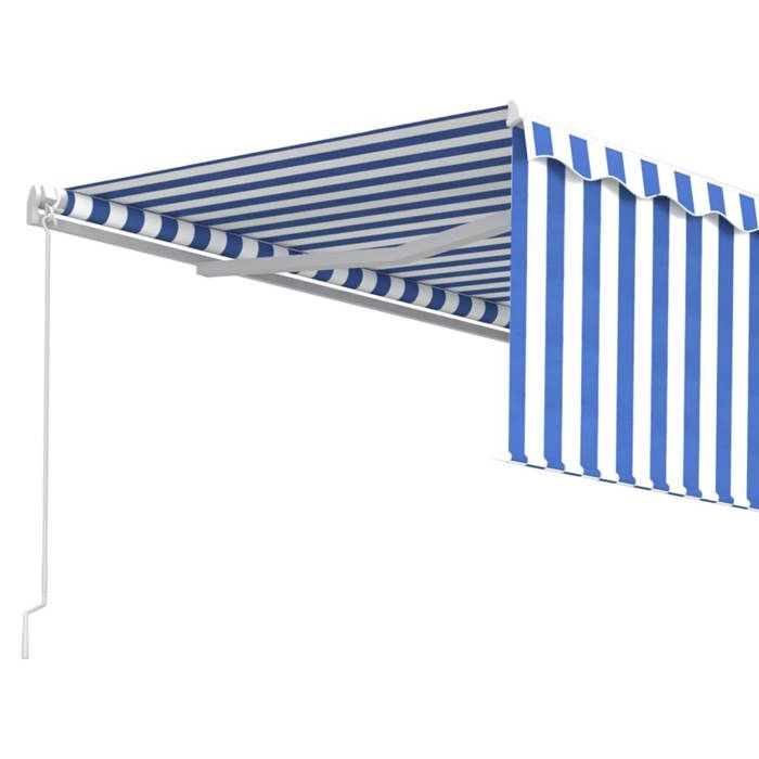 Exclusive House - Manual Retractable Awning with Blind 4x3 M Blue and White