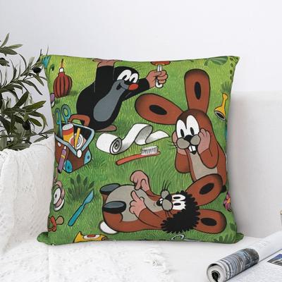 Federa per Cuscino La Talpa Krtek Morbido Poliestere Copricuscino Decorazione Cartone Animato Floreale Federa Quadrata per Casa