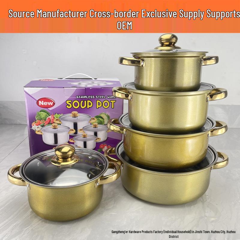 Grenzüberschreitendes 10-teiliges Edelstahl-Kochgeschirr-Set: Verdickte Milch- und Suppentöpfe, Ideales Geschenk