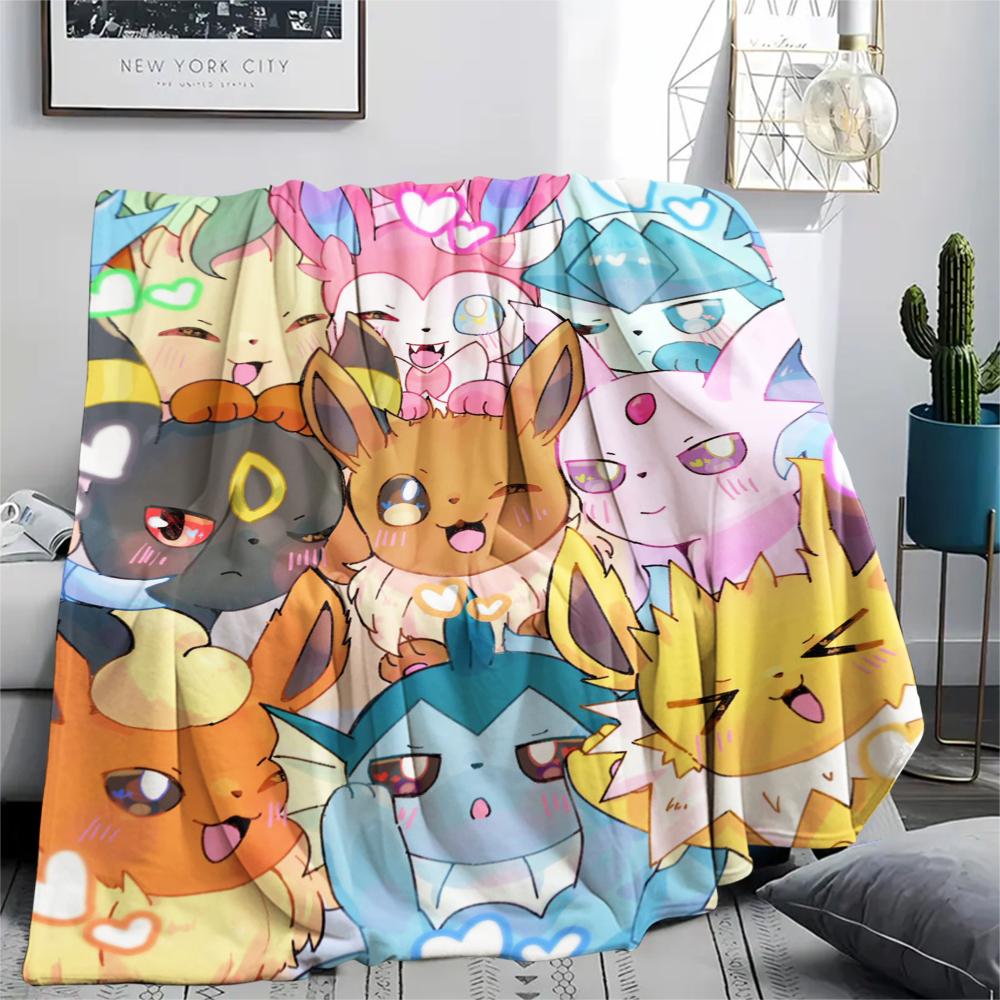 Eevee Muster Flanelldecke, Hohe Qualität, Bequem für Alle Jahreszeiten, Heimdekoration, Wärme und Komfort, Perfekt für Geschenke.