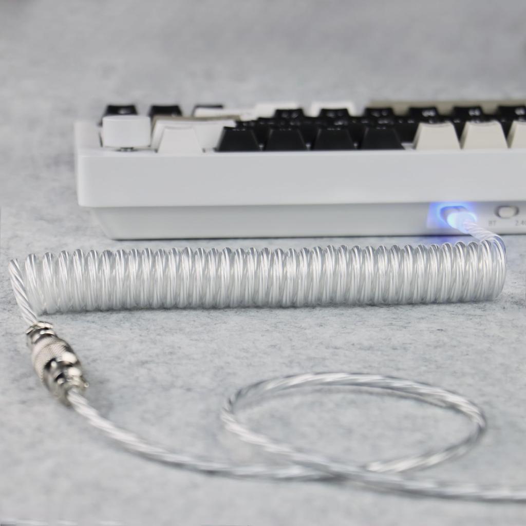 MAMBASNAKE C01ULTRA USB RGB Coiled Keyboard Cable To Interface Conduction Mobile Phone Data 8000Hz Metal Aviation Aviation Mechanical Gaming Custom