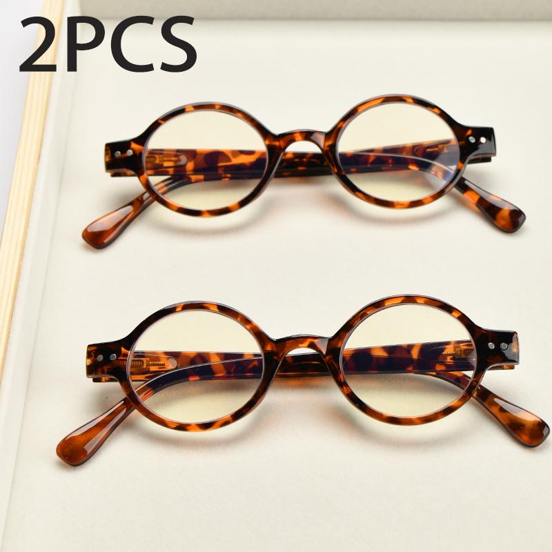 

2Pcs Suit Oval Reading Glasses With Spring Hinge Anti Blue Light Presctiption Eyeglasses Computer Eyewear +0 +2.5