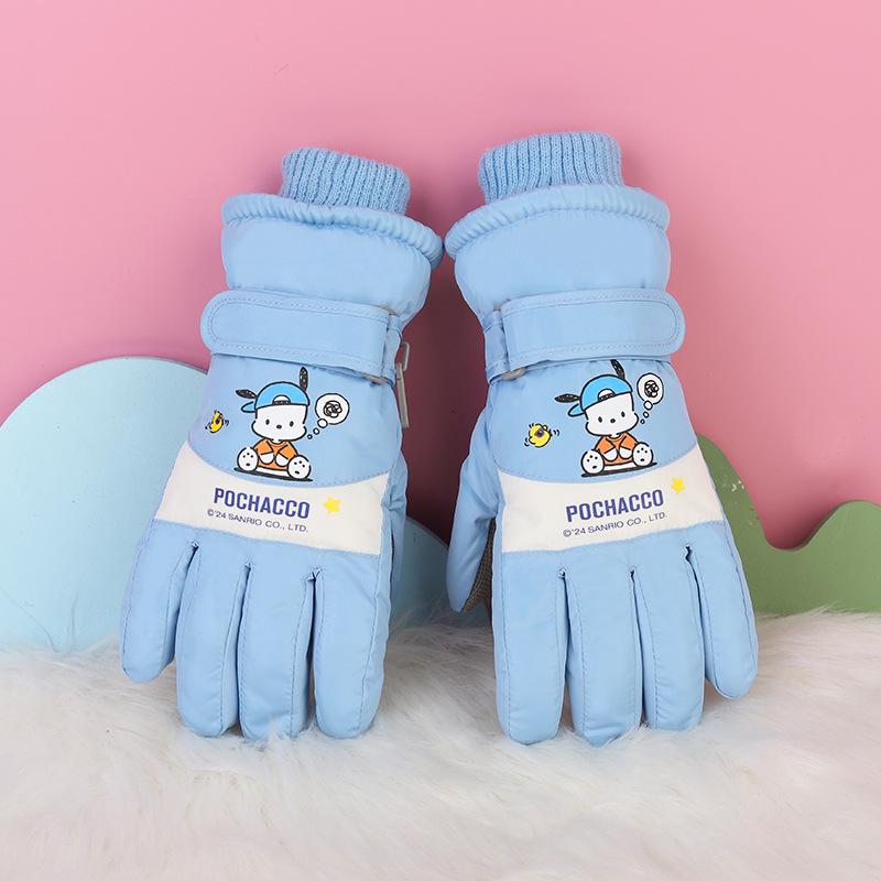 Children's Winter Ski Gloves: Thick, Cold-Proof, Waterproof, Windproof, Non-Slip, Warm Cotton for Ages 3-17.