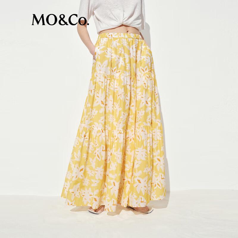 MO&Co. Floral Print High-Waist Tiered Skirt