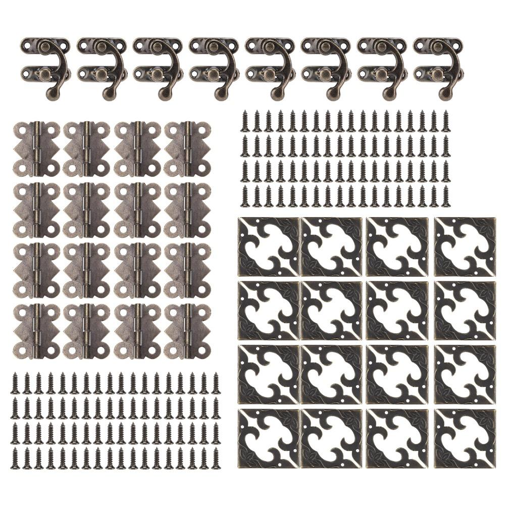 46PCS Small Size Retro Buckle Locks Bronze Box Hinges Angle Code Latch Hook Hasp Gift Box