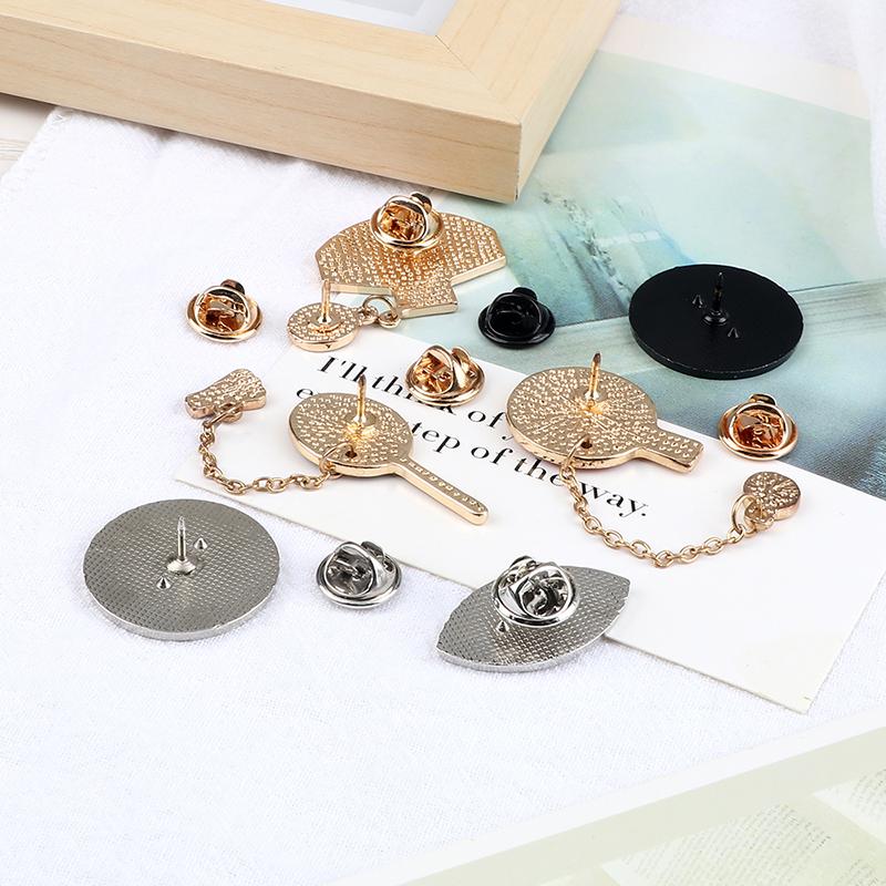 Sports Ball Series Brooch Soccer Basketball Ping Pong Enamel Pin with Chain Cartoon Fashion Accessories Denim Badge Jewelry Gift