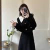 French Chic Corduroy Two-Piece Set: Doll Collar Jacket & Mid-Length Skirt for Autumn/Winter