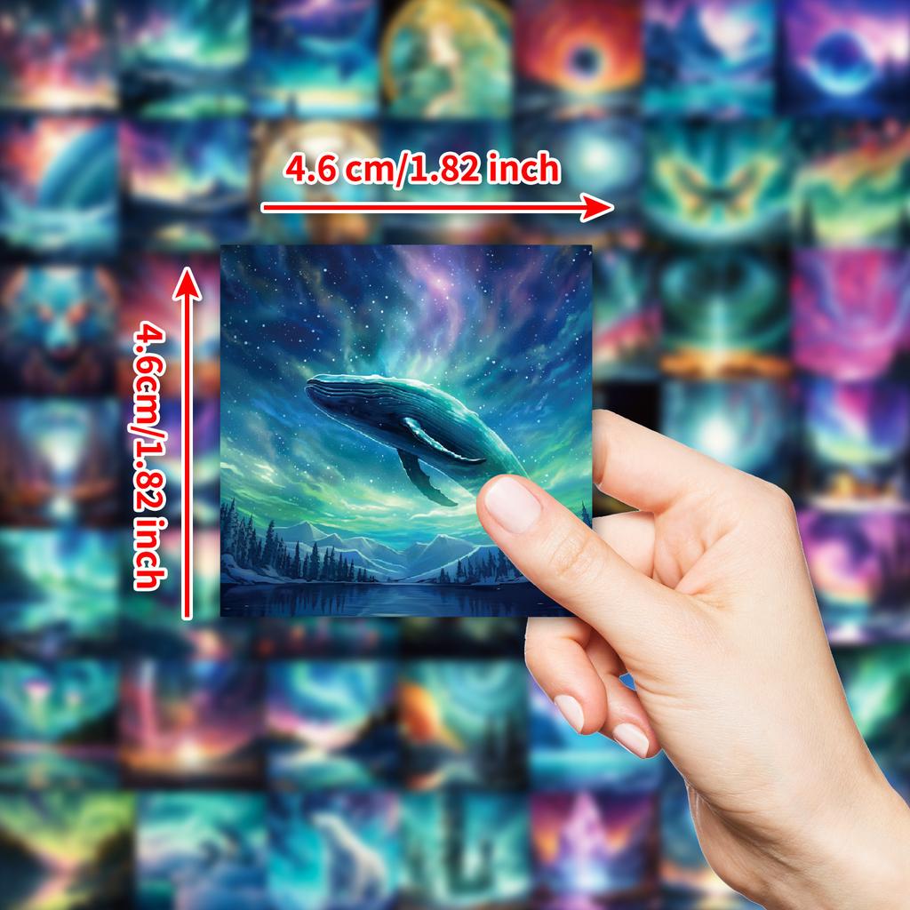 50 Kolorowych Naklejek Dekoracyjnych Aurora Jednorożec Łoś Niedźwiedź Polarny Zwierzę Kreatywne Wodoodporne Naklejki