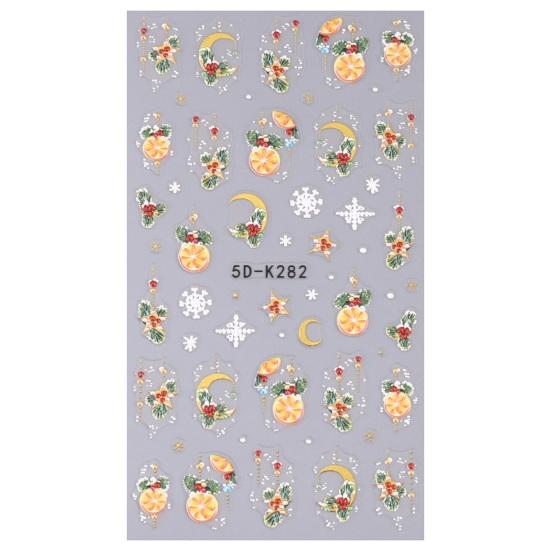 5D Weihnachts-Nagelsticker – 4 Blätter Mit Geprägtem 3D-Effekt (Schneemann, Elch, Weihnachtsbaum…) – Selbstklebend & Vielseitig