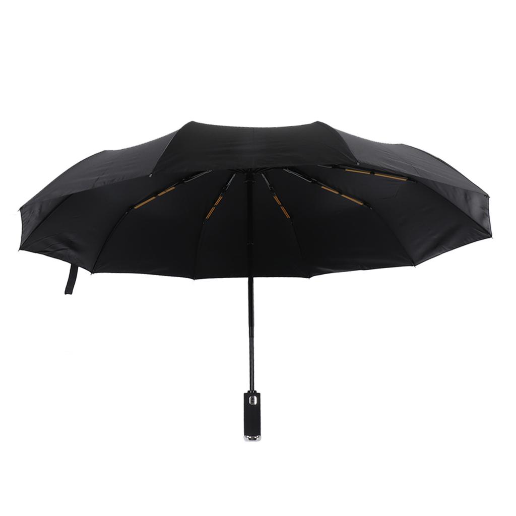 Automatic Umbrella 10 Ribs Windproof Sun Protection Dual Use Travel Umbrella with LED Torch for Outdoor Travel Business