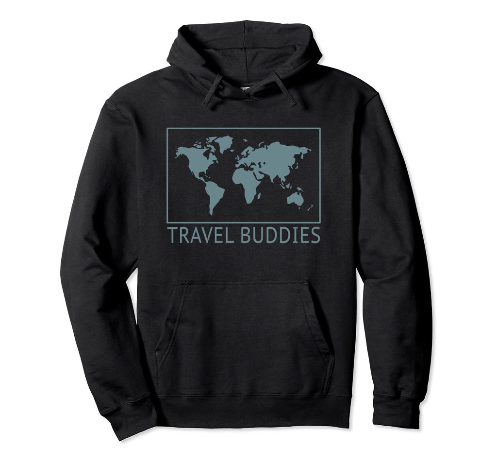 Travel Buddies Globe World Map Traveler Minimalist Adventure Hoodie