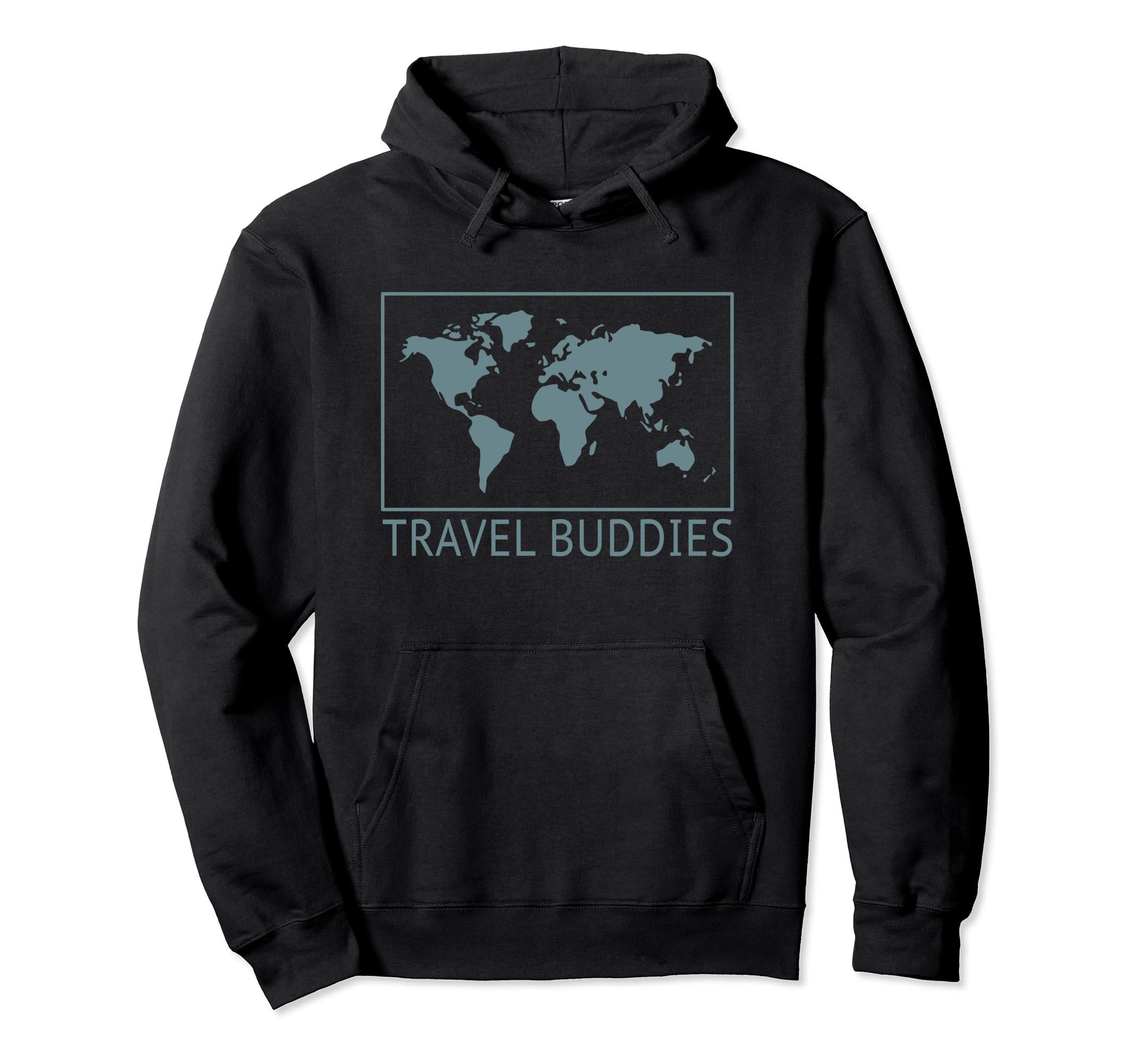 

Travel Buddies Globe World Map Traveler Minimalist Adventure Hoodie