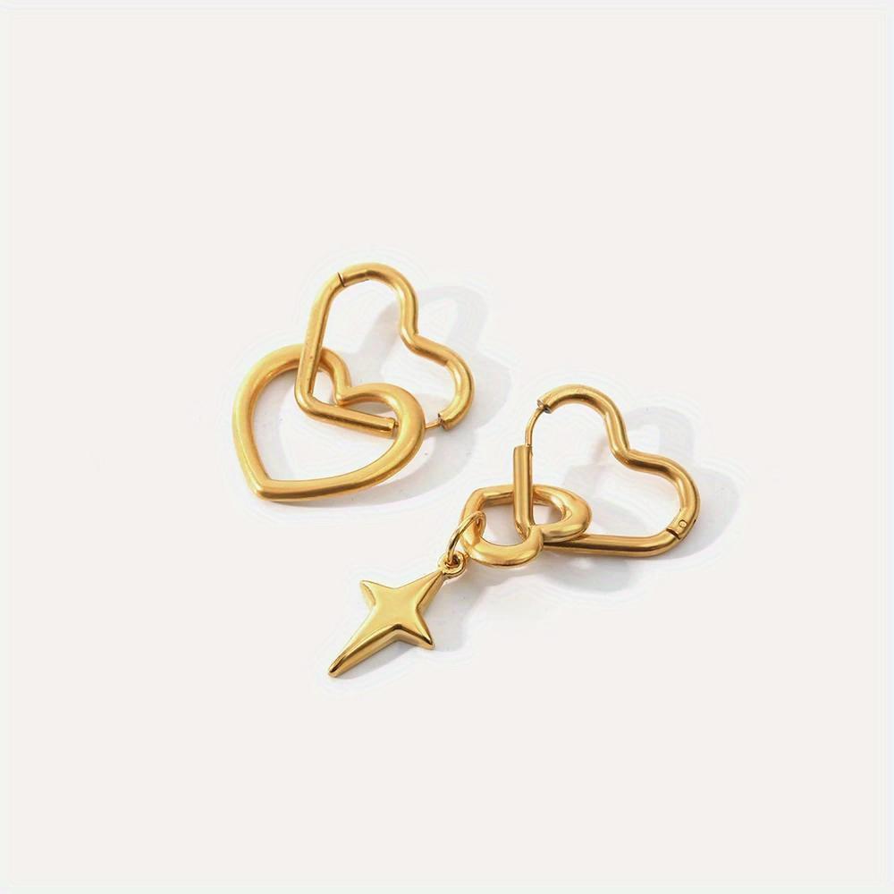 

1 пара креативных серег-подвесок в форме сердца, четырехугольника, неправильной формы, для повседневной носки и вечеринок золотистый