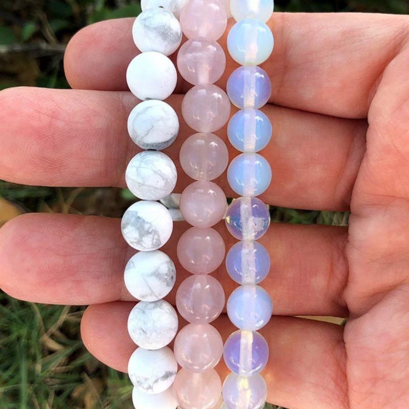 Set of 3 Healing Crystal Bracelet Set for Women Natural Stone Beaded Stretch Handchain Adjustable Wristchains Accessory