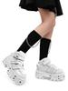 Scarpe Uomo Donna Casual Coppia Piattaforma Scuro Rialzate Pelle Muffin Metallo Punk Retro Rock Spagnolo 8 Cm