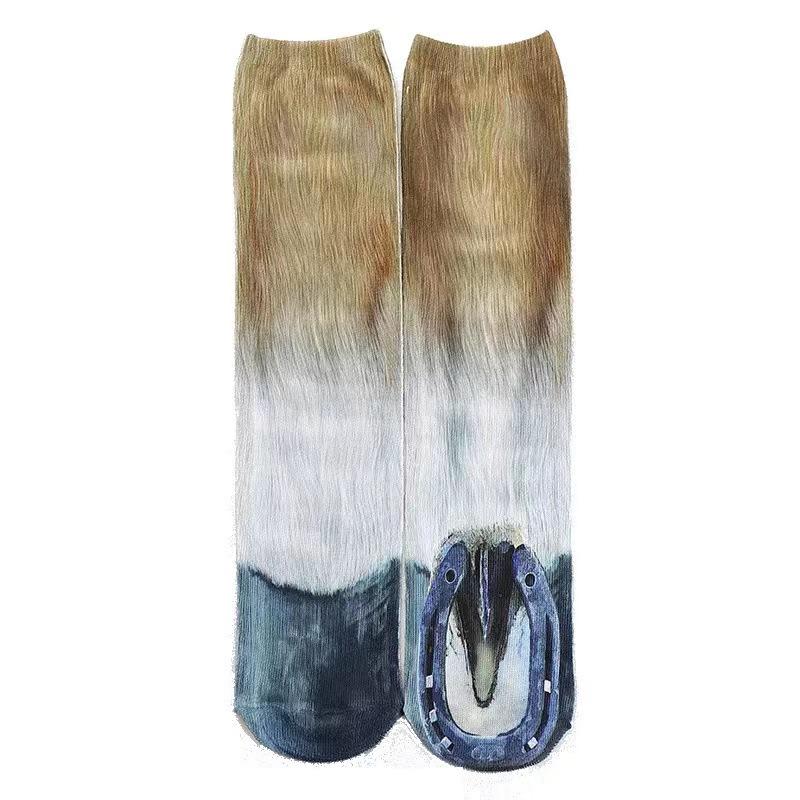 3D Animal Paw Mid-Calf Socks - Cartoon Print, Fun Hoof Design for Adults, Cat & Dog Styles