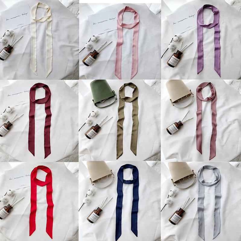 

Девушки Женщины Шелк Длинный Шарф Сплошной Цвет Тонкий Шарф Ленты Завязанный Шарф Женщины