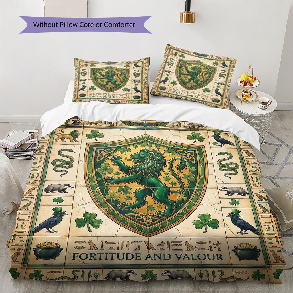 Mural Academy Emblem Pattern Bedding Quilt Set Quilt Cover Pillowcase Home Decoration Birthday Gift (1 * duvet cover + 2 * pillowcase, without core)