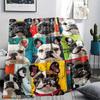 1Pc French Pitbull Print Flannel Blanket, High Quality Comfortable for All Seasons, Home Decor, Warmth and Comfort, Perfect for Christmas Gifts