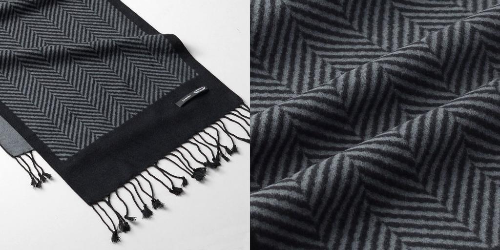 Le Orme Gray Scarf, 100% Silk, Brushed, Men's, Business, Casual, Brand, Gift, Fall/Winter, A Herringbone, CTSM-26