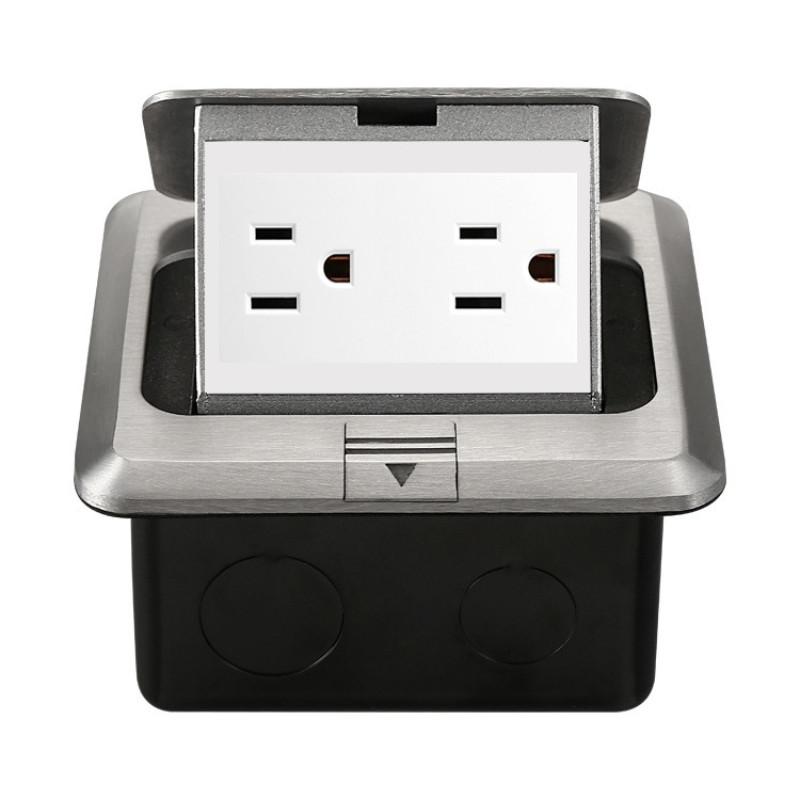 Factory Aluminum Alloy Waterproof Ground Socket Damping Pop-up Floor Socket Square Style Network Computer Ground Plug