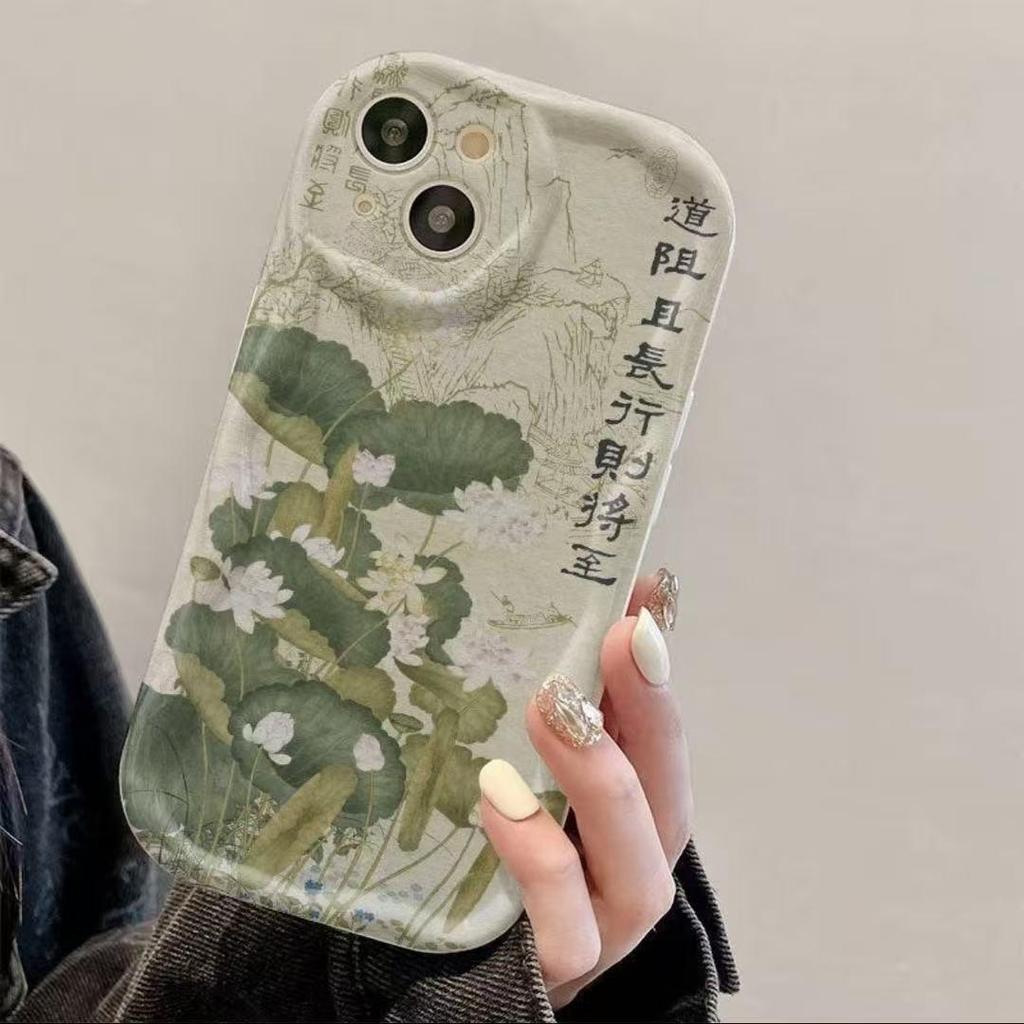 National Style Poetry Full Coverage Phone Case for iPhone 16, 15, 14 Pro Max, 13/12 Pro, 11/Xs - Chinese Trend Design