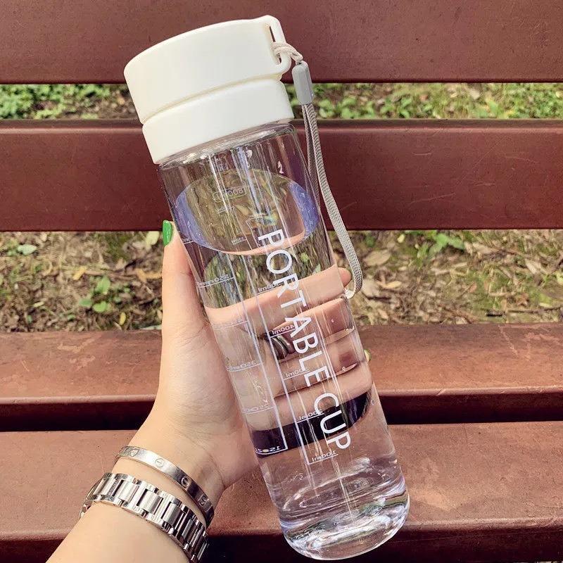 800ML Large Capacity Sports Water Bottle with Time Marker Motivational Leak Proof Portable Plastic Cups Outdoor Travel Gym Cups 800ml белый