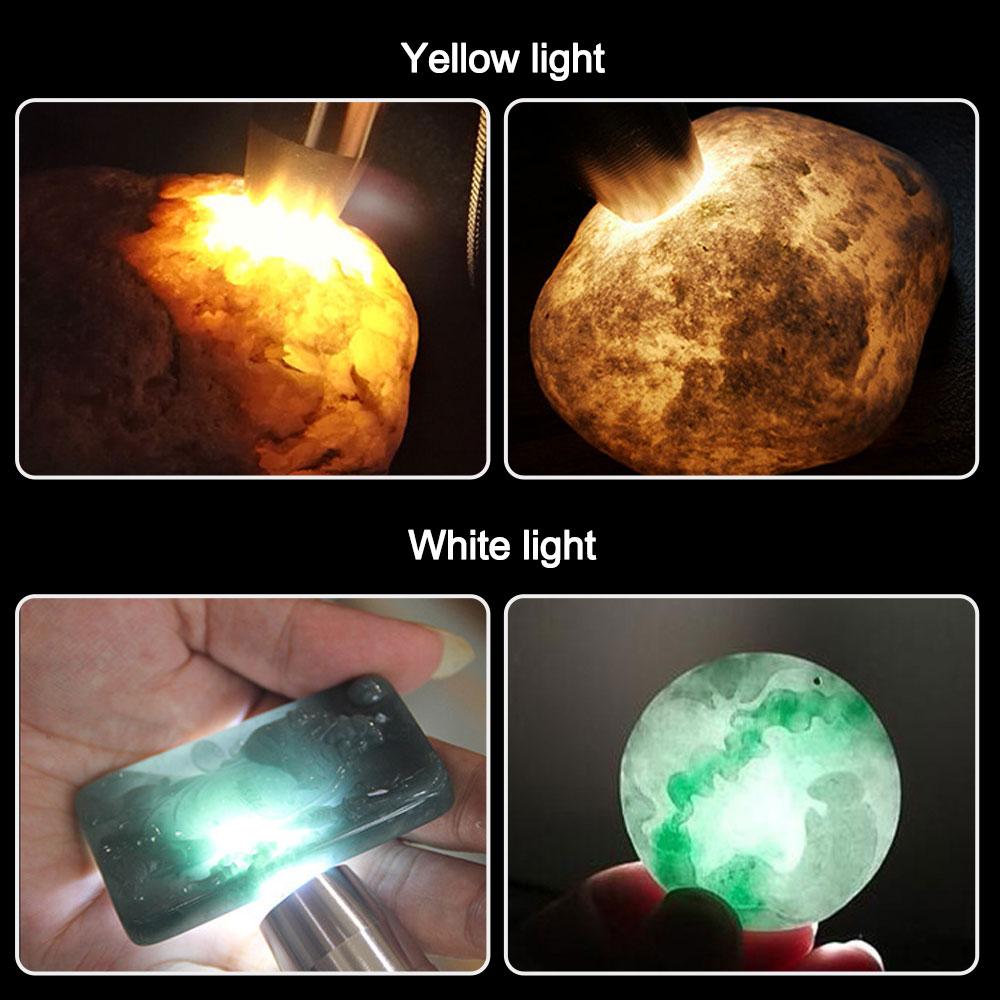 4 LED Light Sources Professional Jade Identification Flashlight 365nm+395nm+Yellow+White Light Torch USB Rechargeable Flashlight