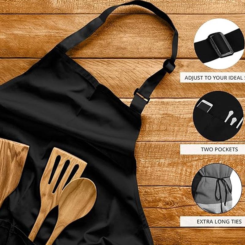 Plain Apron with Front Pocket Kitchen Cooking Craft Baking Black