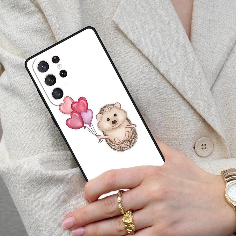 Hedgehog and Balloon Cell Phone Case for Samsung Galaxy S26 Ultra S25 S24 S23 S22 S21 S20 Note10 Cover