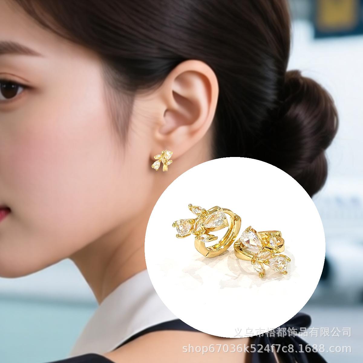 Elegant Copper Zirconia Earrings with Exquisite Sparkle and Statement Style - European and American High-End Jewelry. Copper золотой