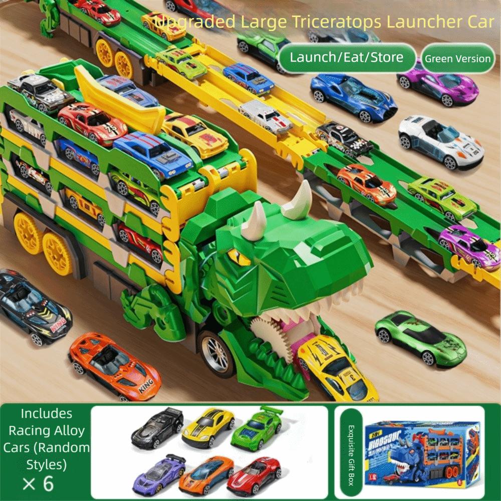 Foldable Track Dinosaur Foldable Truck Toy Transforming Molded Racing Cars Dinosaur Transport Truck Toys Metal Mini Cars