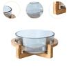 Salad Bowl with Wooden Stand Elegant Round Practical Dessert Bowl Food Bowl Cake Bowl for Dinner Chips Appetizer Dessert Family