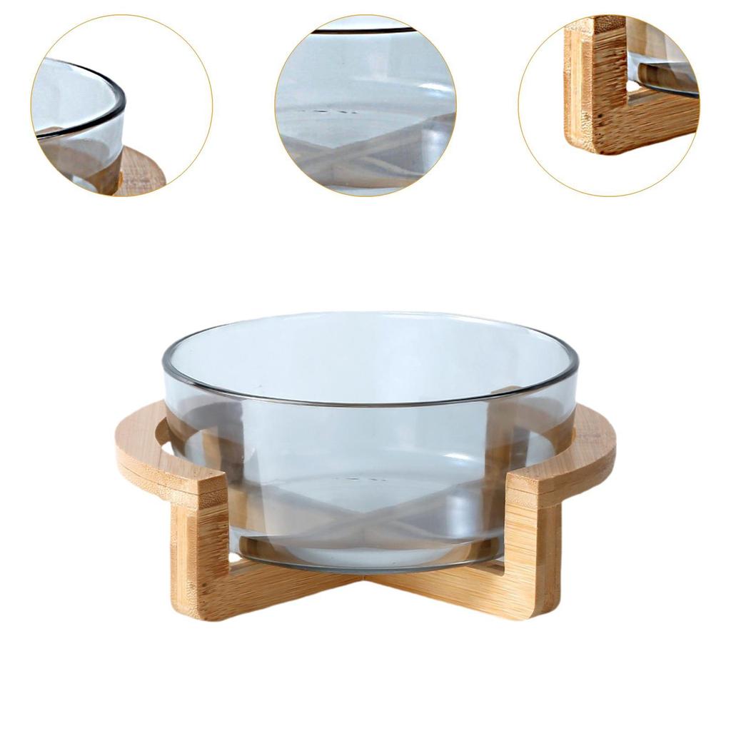 Salad Bowl with Wooden Stand Elegant Round Practical Dessert Bowl Food Bowl Cake Bowl for Dinner Chips Appetizer Dessert Family