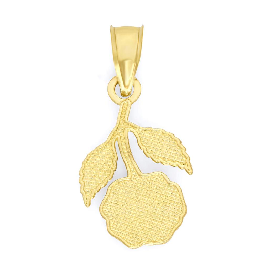 Ice on Fire Jewelry 10K Genuine Solid Gold Hanging Rose Pendant, Delicate Flower Charm, Romantic Jewelry Gift