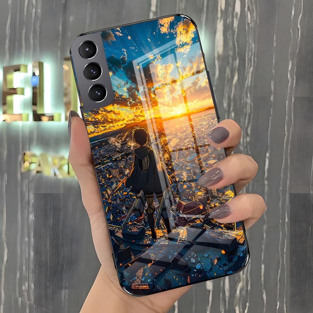 A-Attack On Titan Anime Phone Case For Samsung A25 A13 A33 5G A54 A36 A35 A56 A52 A14 Shockproof Glass Cover