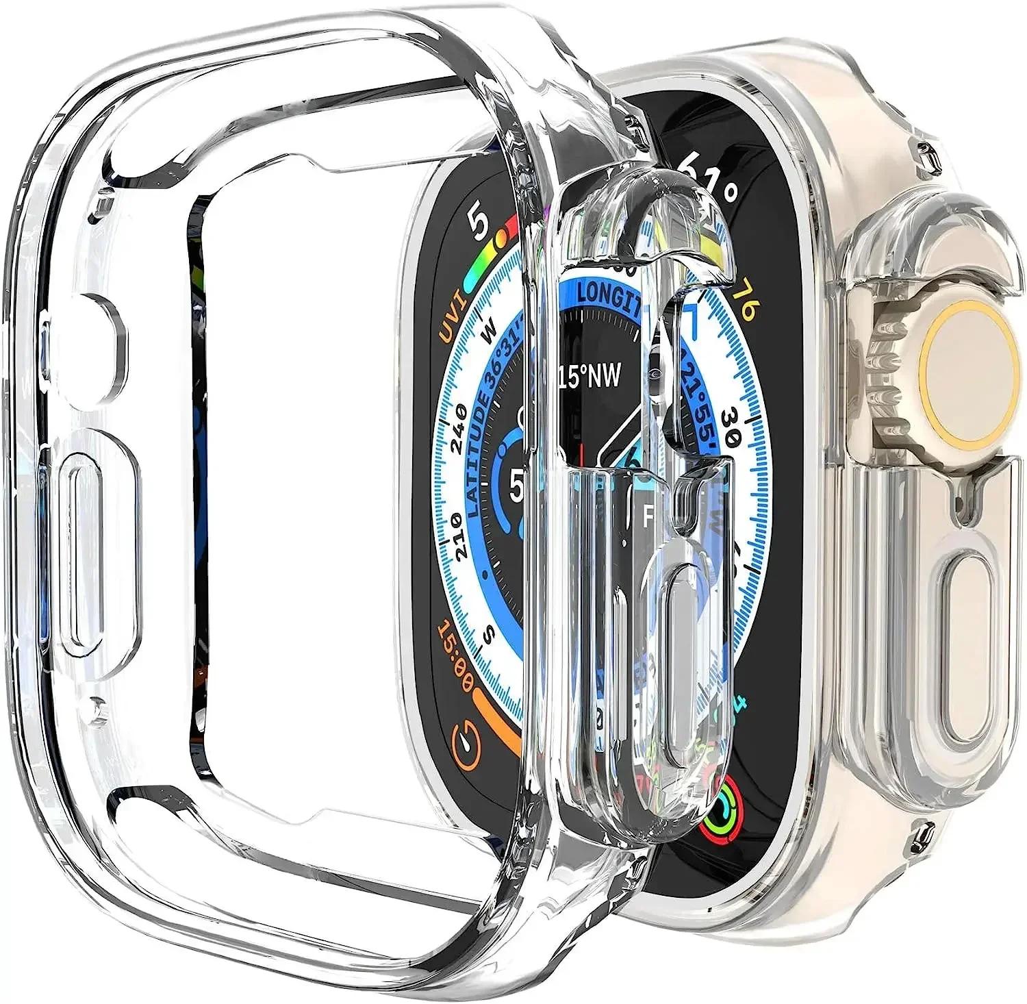 

TPU Case Cover for Apple Watch Ultra 49mm Bumper NO Screen Protector Protective Scratch-Resistant Frame for iWatch Ultra 2 49MM series 9 8 7 41mm прозорий