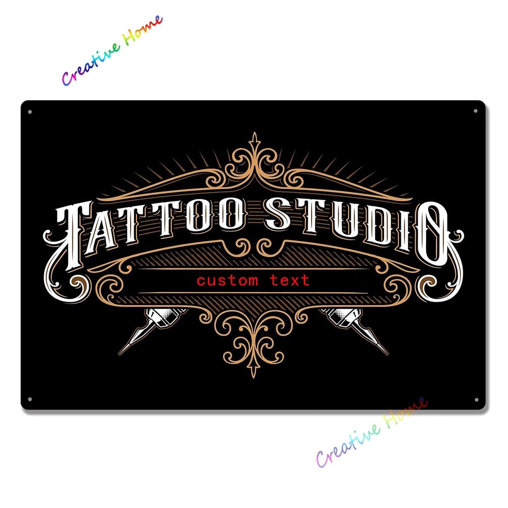Vintage Poster Tattoo Studio Name Of Company Tin Sign Metal Plaque Shop Bar Pub Coffee Shop Wall Decoration Vintage Metal Plate