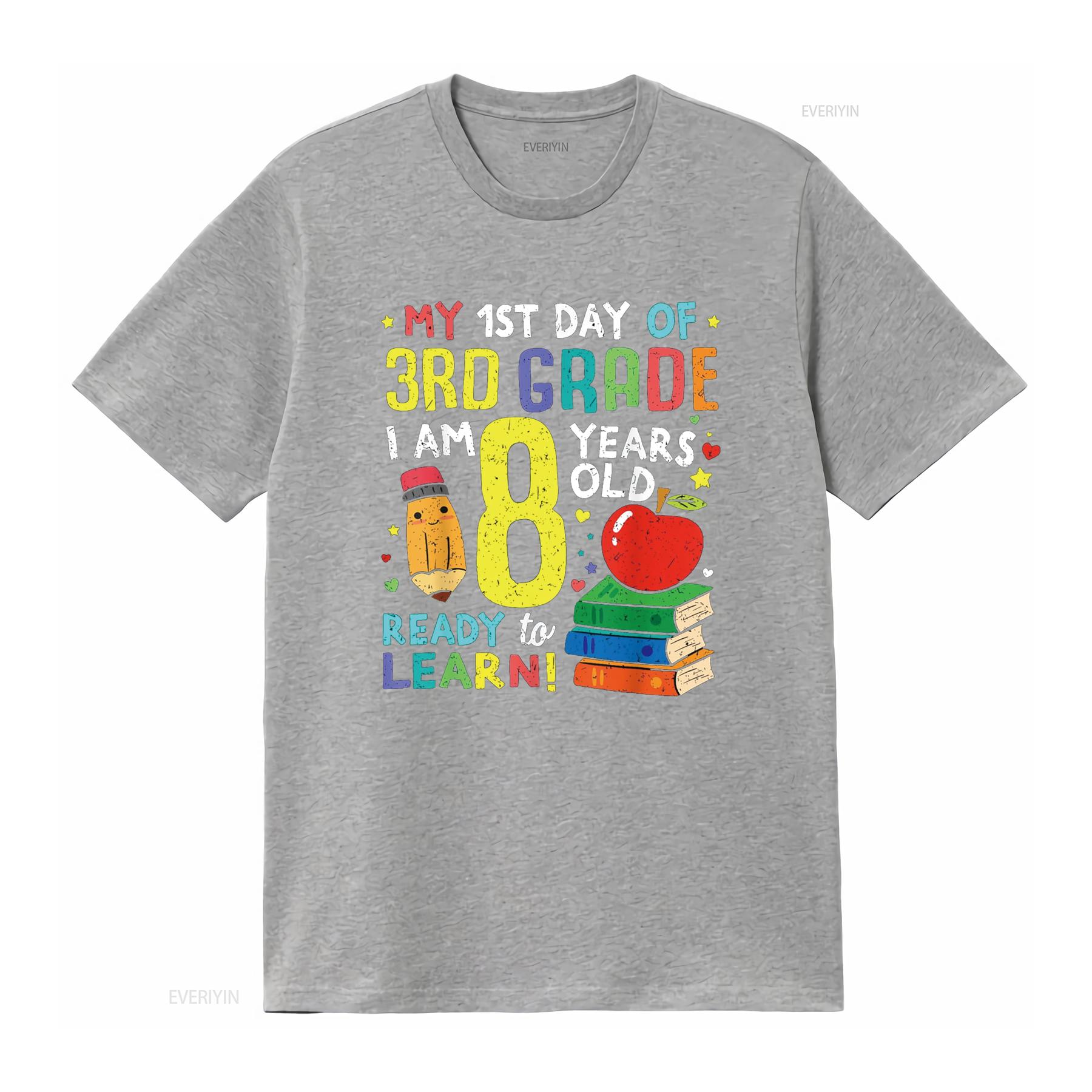3rd Grade Back to First Day of School T Shirt Boys Girl  vintage Washed streetwear Top For Everyday Wear fashion Stretched S