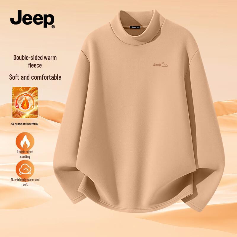 JEEP Men's Thermal Fleece-lined Mock Neck Long-Sleeve Top