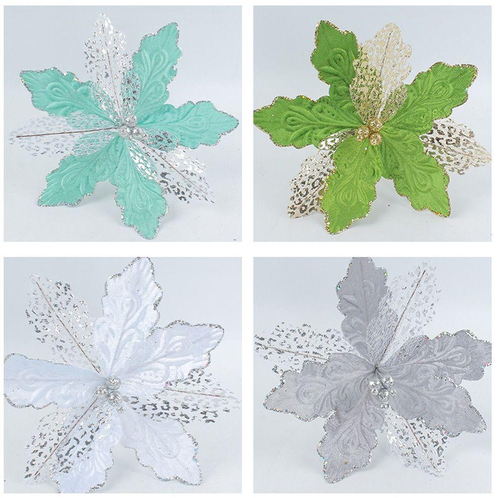 2pcs Sequins Christmas Glitter Flower Christmas Tree Decorations  Home New Year Decor Gifts