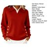 Suéter para Mujer con Solapa de Manga Larga de Corte Holgado de Color Sólido Tejido Tops con Botones Bolsillos Otoño Invierno Pulóver Tops