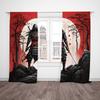 2pcs- Japanese sunset Samurai polyester curtains, pole bag curtains 42*84, bedroom, living room, home room decoration